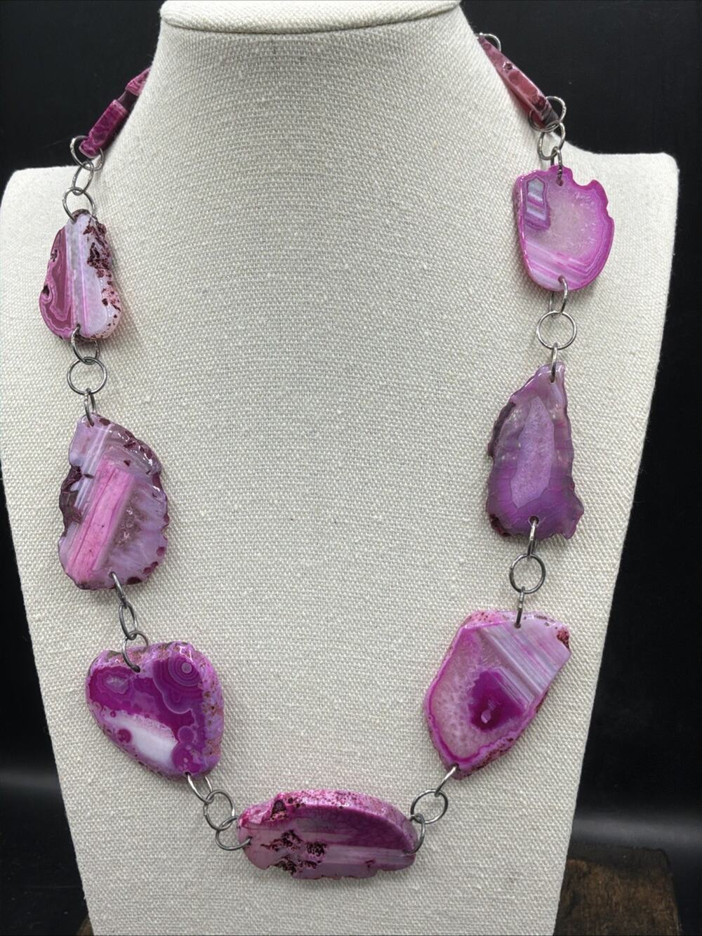 Barse Spring Fling Pink Agate Shard Necklace- Sterling Silver- NWT